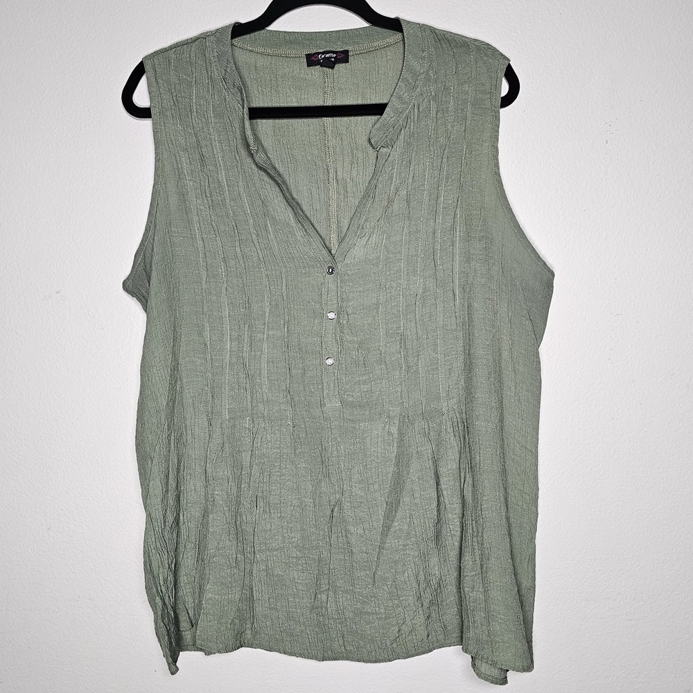Cocomo‎ Womans 2X Olive Green Sleeveless Tank Top Blouse Tunic Casual Shirt